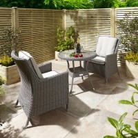 2 Seater Dark Grey Rattan Garden Bistro Set-Prestbury 