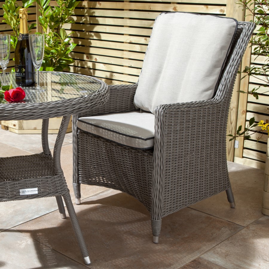 2 Seater Dark Grey Rattan Garden Bistro Set-Prestbury 