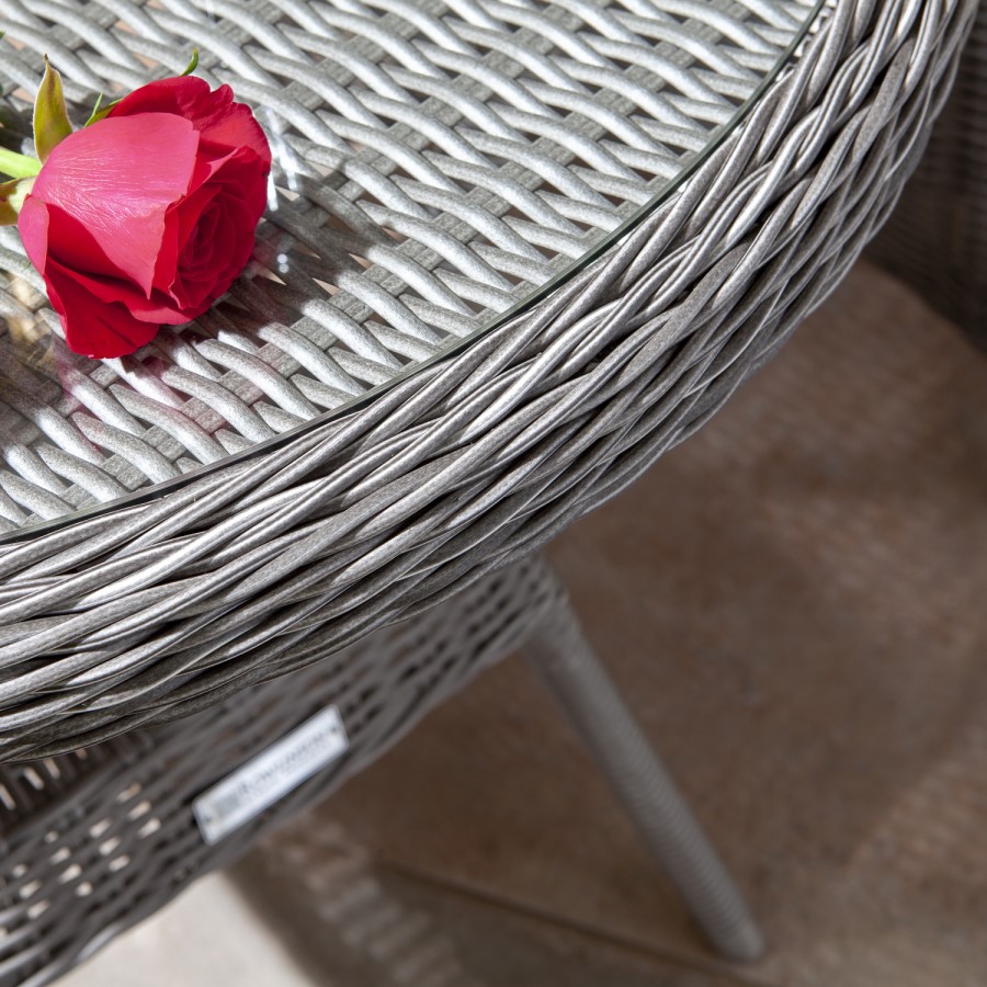 2 Seater Dark Grey Rattan Garden Bistro Set-Prestbury 