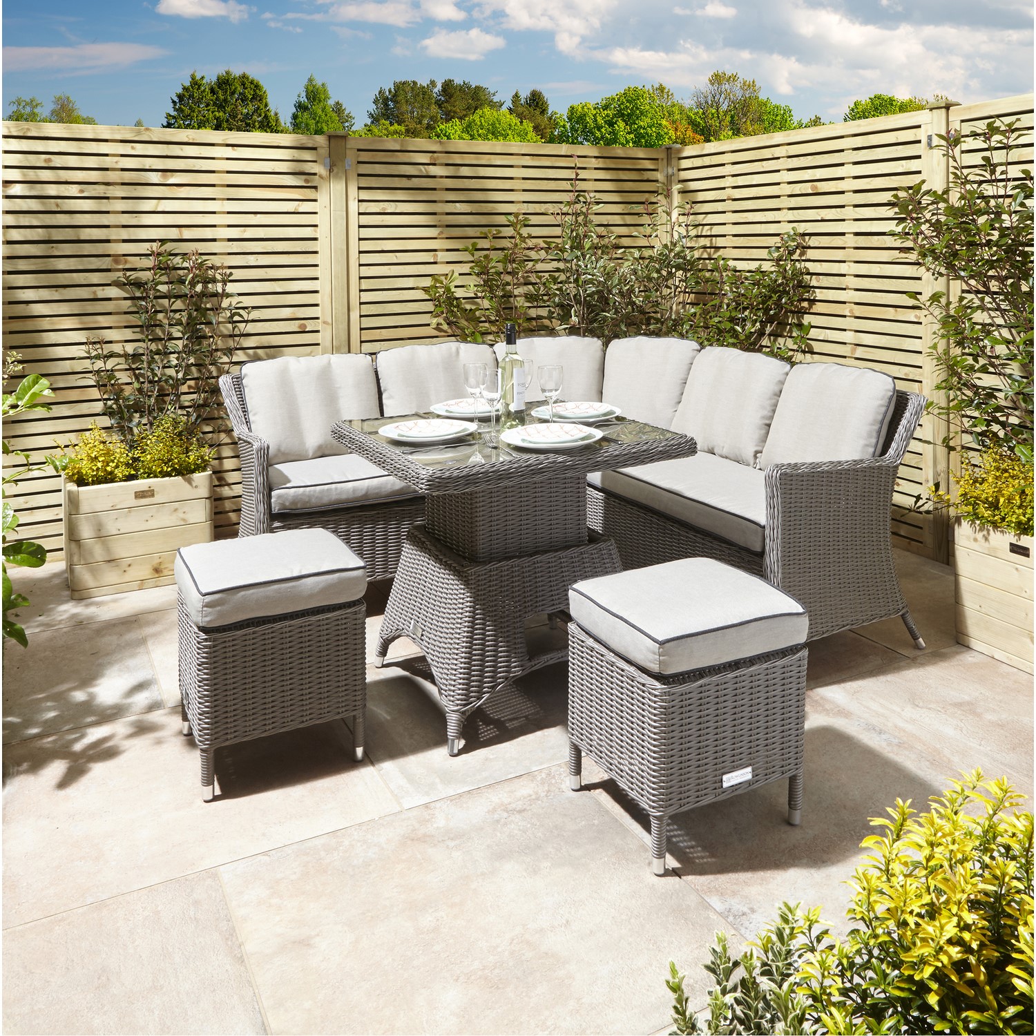 Prestbury Compact Dining Set Natural Stone - Furniture123