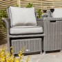 Grey Rattan Garden Love Seats with Storage Footstools-Prestbury