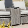 Grey Rattan Garden Love Seats with Storage Footstools-Prestbury