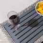 Grey Rattan Garden Love Seats with Storage Footstools-Prestbury