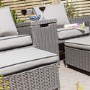 Grey Rattan Garden Love Seats with Storage Footstools-Prestbury