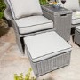 Grey Rattan Garden Love Seats with Storage Footstools-Prestbury