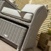 Grey Rattan Garden Love Seats with Storage Footstools-Prestbury