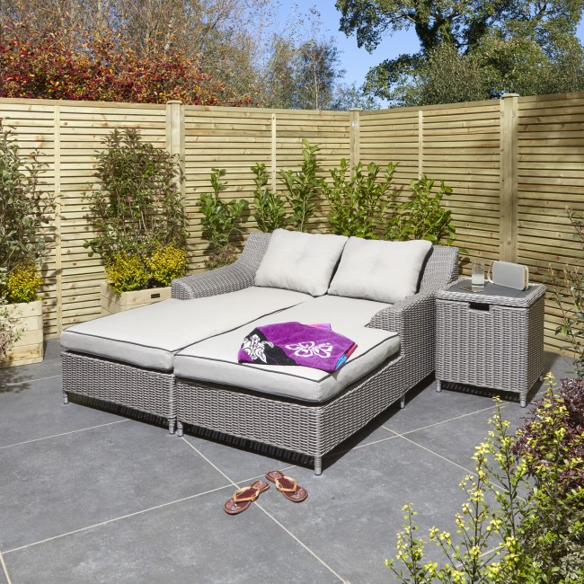 Dark Grey Rattan Sun Lounger Set-Prestbury