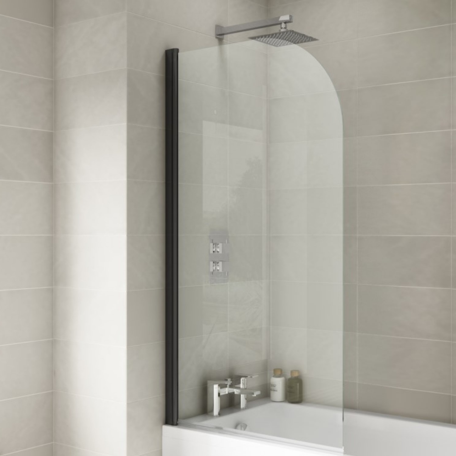 Hinged Black Bath Shower Screen Fiji Furniture123