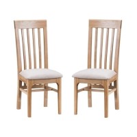 Keswick Pair of Slat Back Chairs in Light Oak