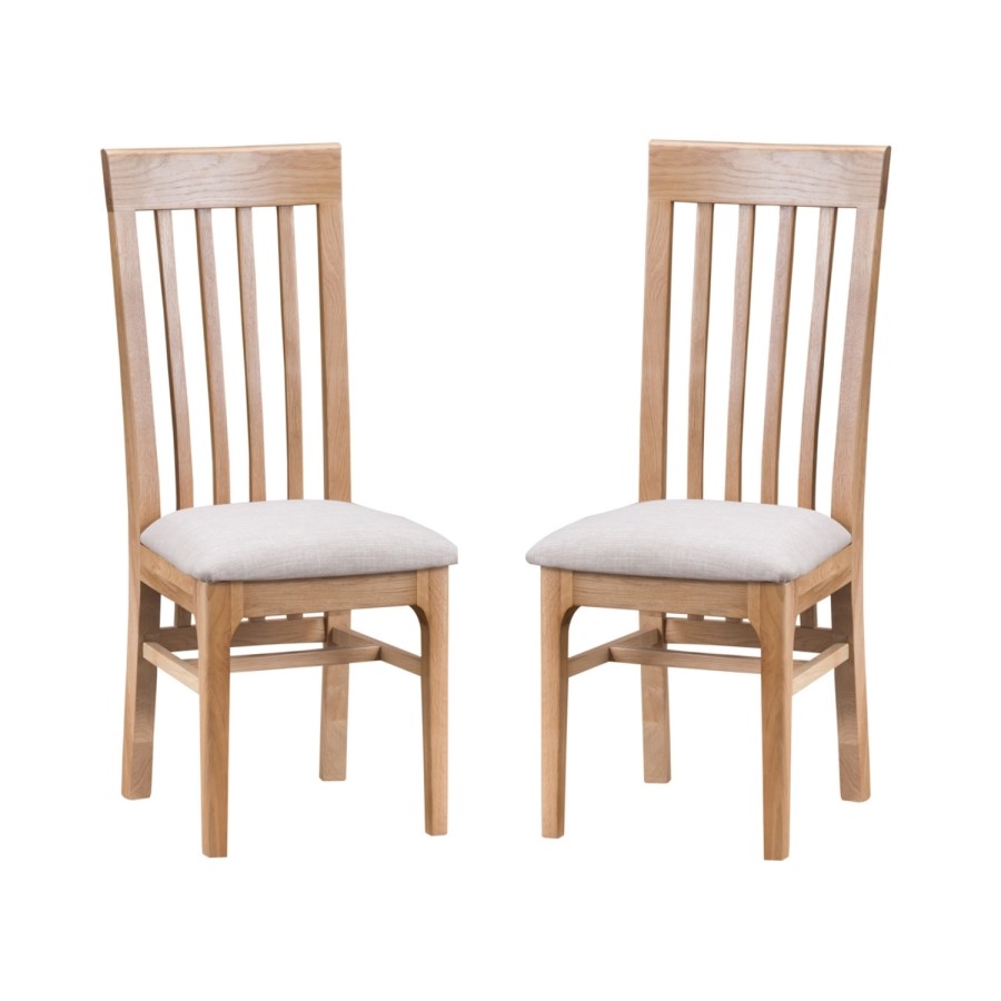 Keswick Pair of Slat Back Chairs in Light Oak