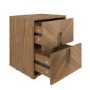 Wide Walnut Mid-Century 2-Drawer Bedside Table with Parquet Finish - Nikita