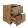 ALMOST PERFECT - Wide Walnut Mid-Century 2-Drawer Bedside Table with Parquet Finish - Nikita