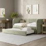 Sage Velvet Ribbed Day Bed with Trundle - Newton