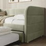 Sage Velvet Ribbed Day Bed with Trundle - Newton