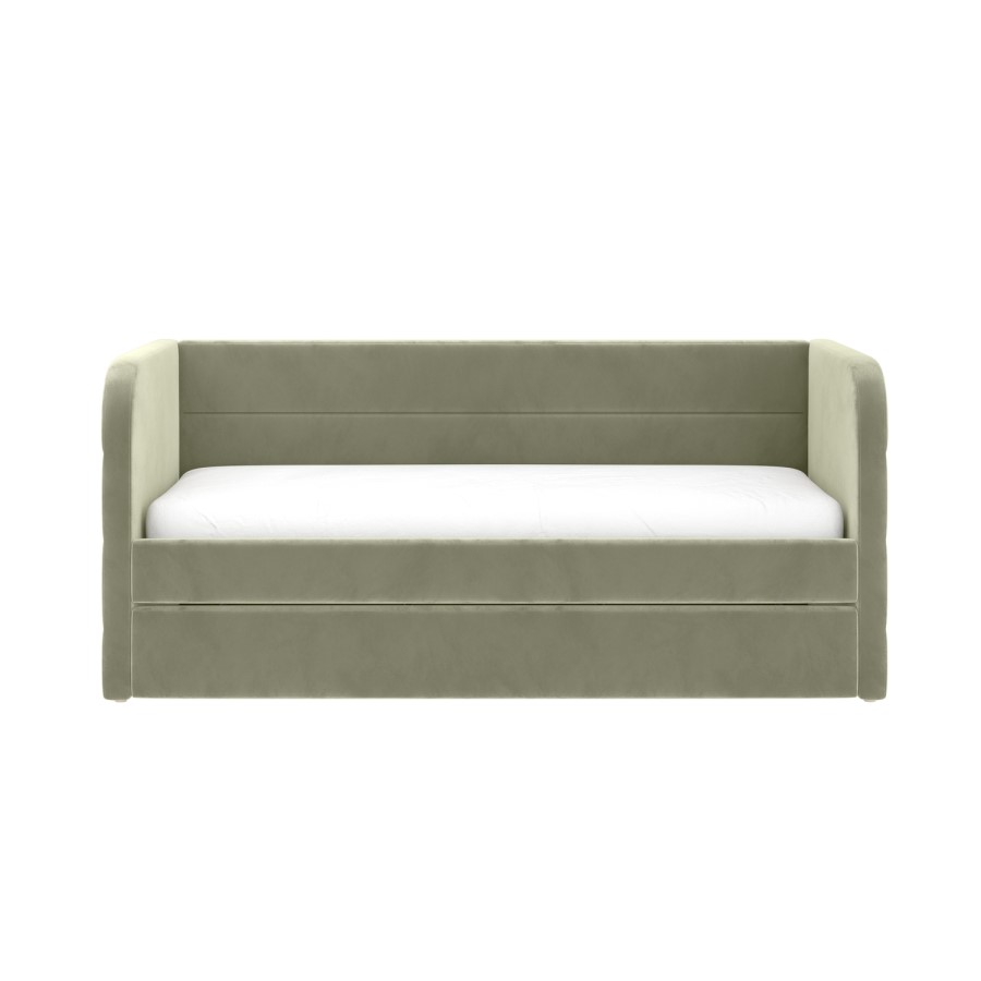Sage Velvet Ribbed Day Bed with Trundle - Newton