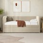 Beige Velvet Ribbed Day Bed with Trundle - Newton