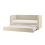 Beige Velvet Ribbed Day Bed with Trundle - Newton