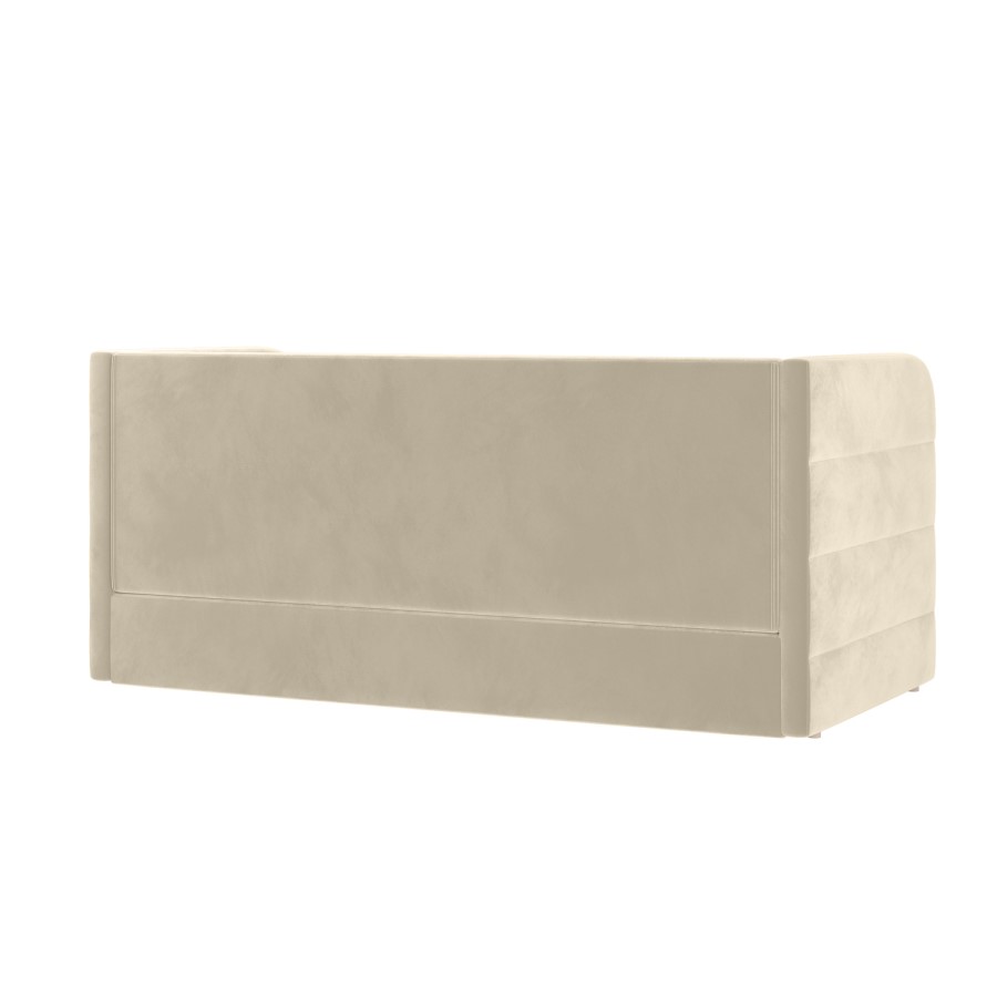 Beige Velvet Ribbed Day Bed with Trundle - Newton