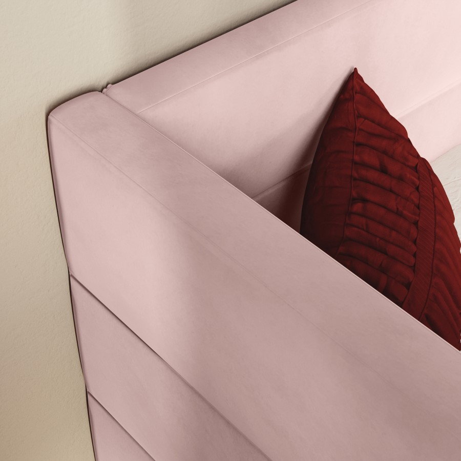 Pink Velvet Ribbed Day Bed with Trundle - Newton