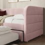 Pink Velvet Ribbed Day Bed with Trundle - Newton