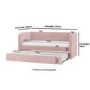 Pink Velvet Ribbed Day Bed with Trundle - Newton