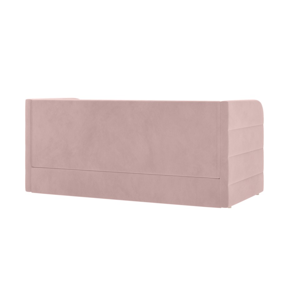 Pink Velvet Ribbed Day Bed with Trundle - Newton