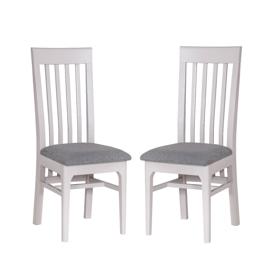 Keswick Pair of Grey Slat Back Chairs 