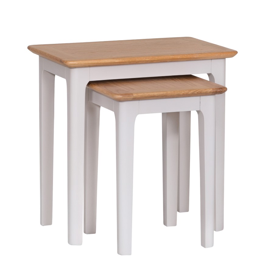 Keswick Nest of 2 Tables in Grey and Oak