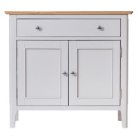 Small Grey Sideboard with Oak Top & Storage - Keswick