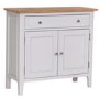 Small Grey Sideboard with Oak Top & Storage - Keswick