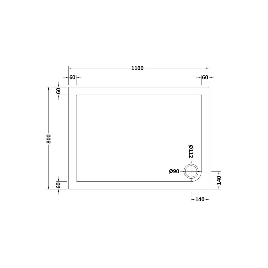 Low Profile Rectangular Shower Tray 1100 x 800mm - Purity