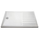 NTP1680 1600x800mm Walk-In Rectangular Shower Tray 40mm with Drying Area - White Stone Resin - Purity