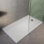 1600x800mm White Stone Resin Rectangular Walk In Shower Tray with Drying Area - Purity