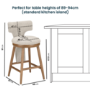 Beige Boucle and Solid Oak Kitchen Stool with Back - Nyla