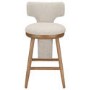 Set of 2 Beige Boucle and Solid Oak Kitchen Stools with Back - Nyla