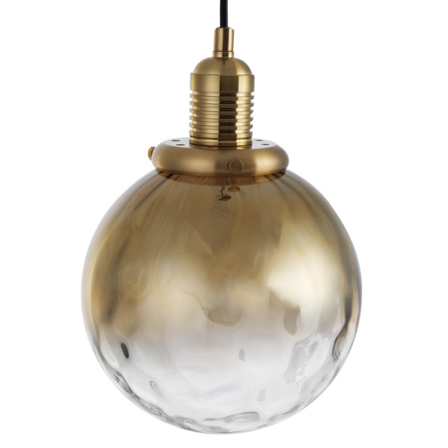 Gold Smoked Glass Globe Pendant Light with Dimpled Effect - Salerno