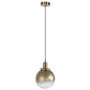 Gold Smoked Glass Globe Pendant Light with Dimpled Effect - Salerno