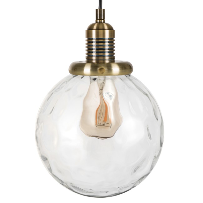 Clear Glass Pendant Ceiling Light with Dimpled Effect - Salerno