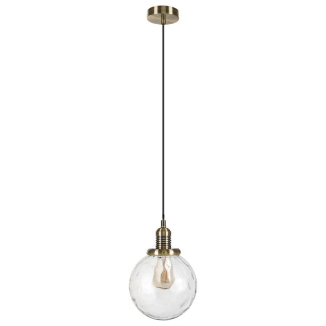 Clear Glass Pendant Ceiling Light with Dimpled Effect - Salerno