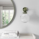 NYM008 Dimpled Glass Globe Wall Light with Brass Finish - Salerno