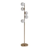GRADE A1 - 5 Light Brass & Opal Glass Globe Floor Lamp - Salerno