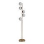 5 Light Brass & Opal Glass Globe Floor Lamp - Salerno