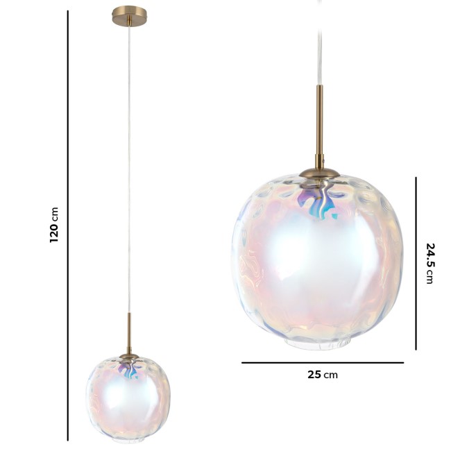 Iridescent Dimpled Glass Pendant Light - Avellino 