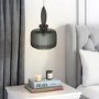 Dark Grey Ribbed Smoked Glass Pendant Ceiling Light - Biella