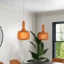 Orange Ribbed Smoked Glass Pendant Ceiling Light - Biella