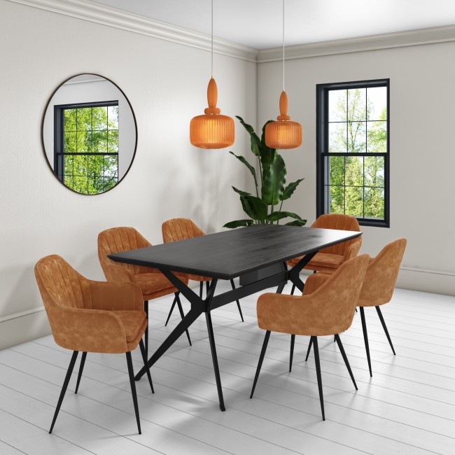 Orange Ribbed Smoked Glass Pendant Ceiling Light - Biella