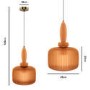 Orange Ribbed Smoked Glass Pendant Ceiling Light - Biella