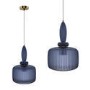 Navy Ribbed Smoked Glass Pendant Ceiling Light - Biella