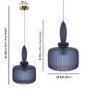 Navy Ribbed Smoked Glass Pendant Ceiling Light - Biella