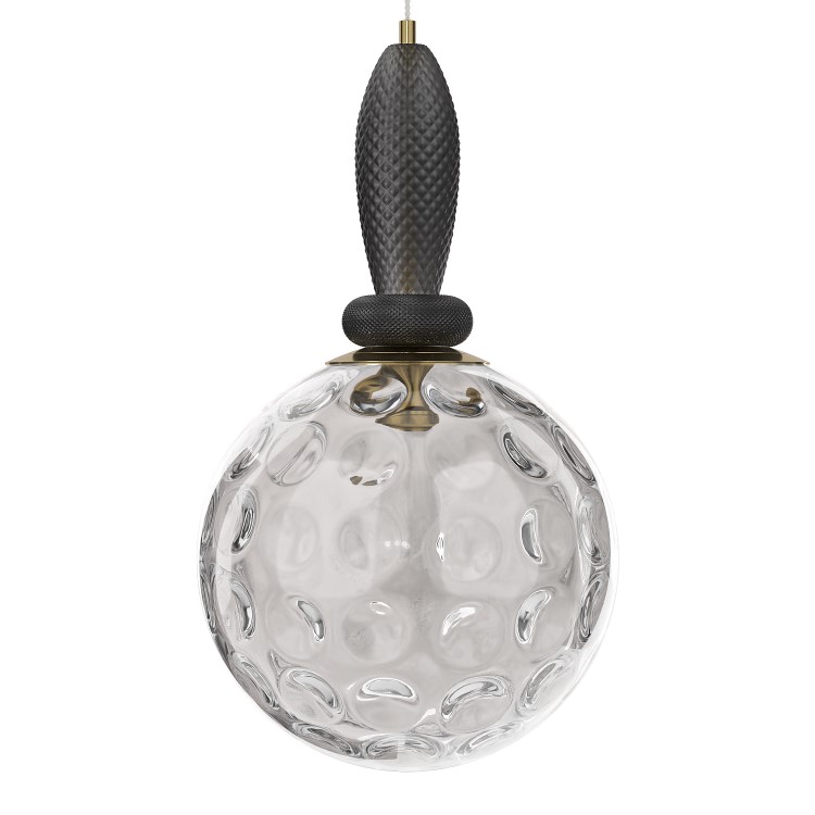 Grey Globe Pendant Ceiling Light with Dimpled Glass Effect - Vercelli